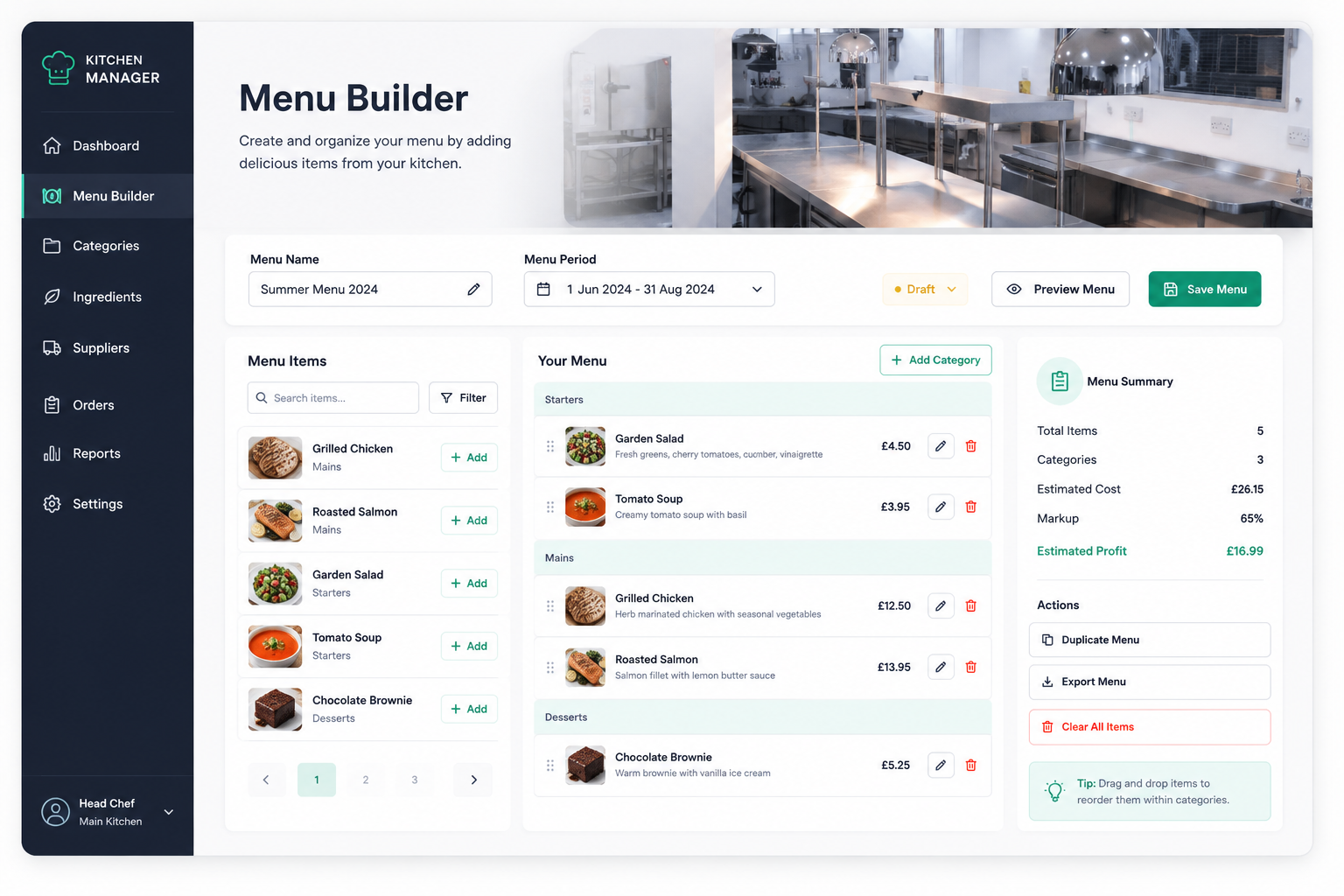Tuscany Cuisine Menu Builder graphic