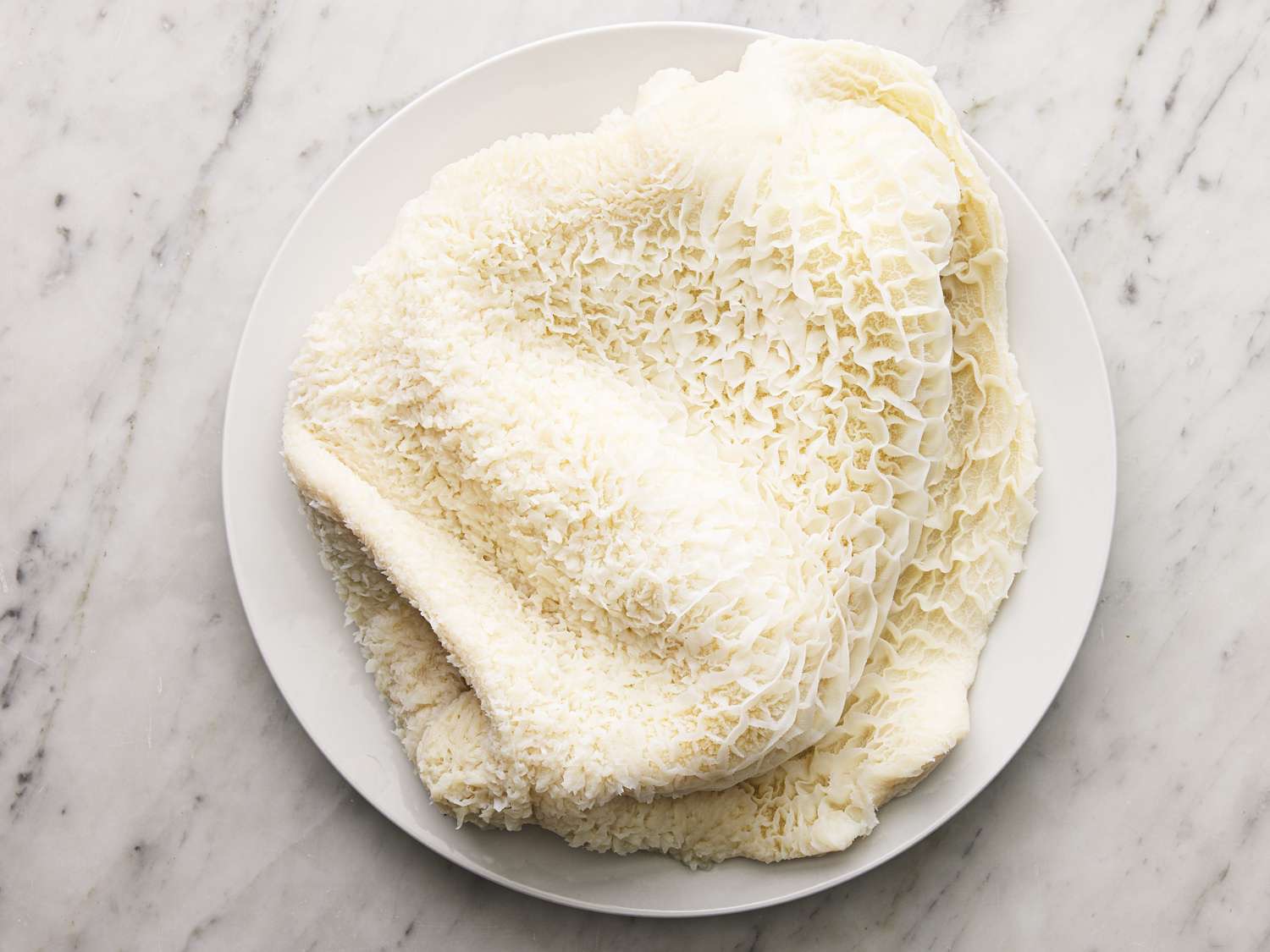 Cleaned beef tripe used in professional Italian cooking
