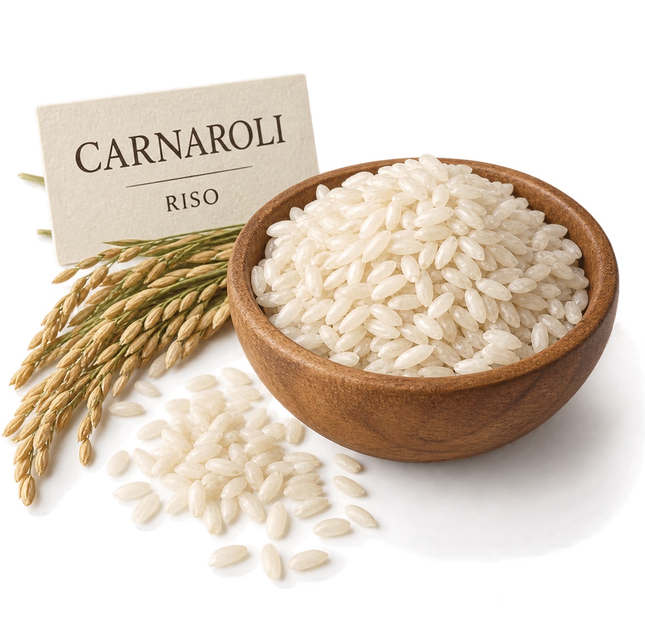 Carnaroli rice ingredient icon with rice grains