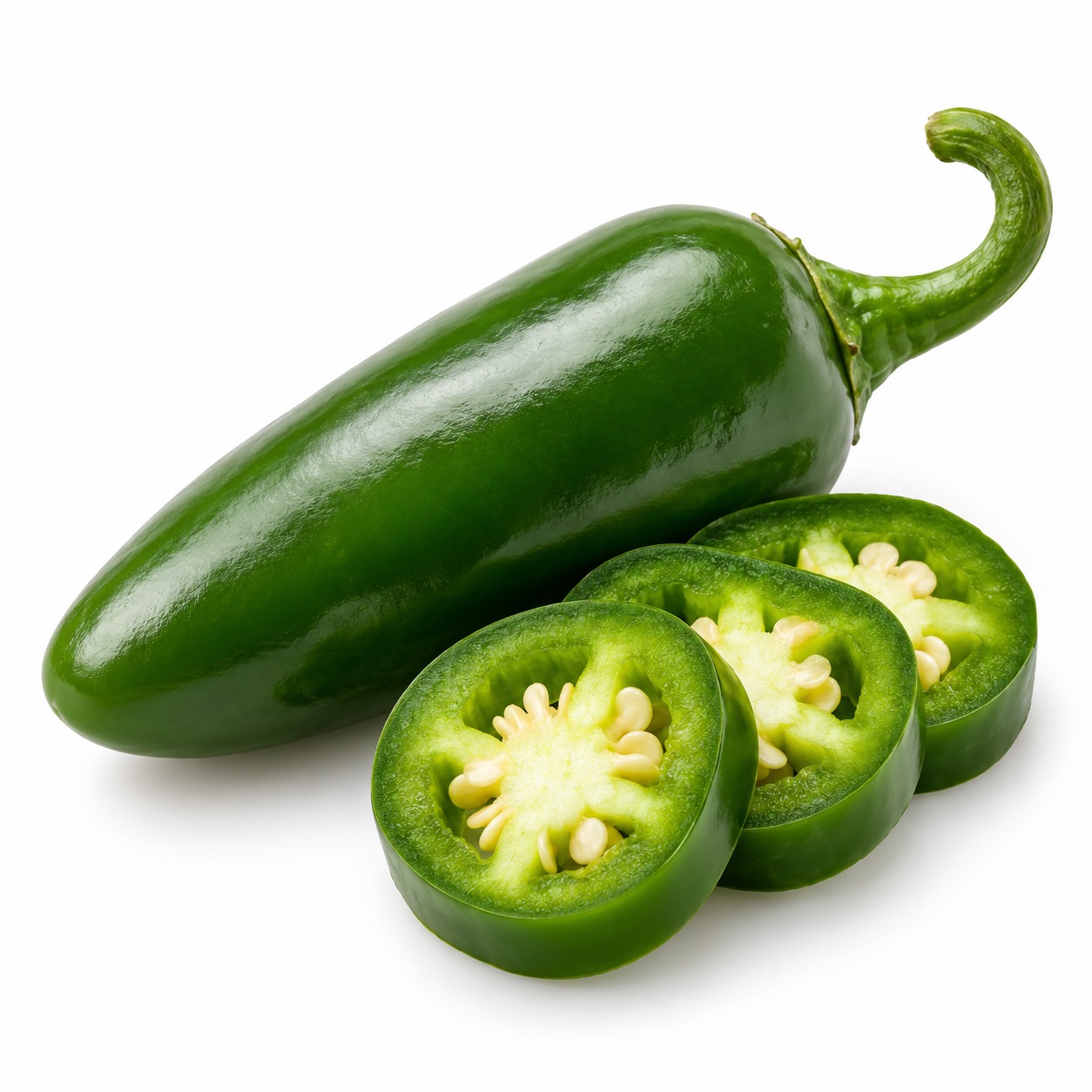 Fresh green Jalapeño chile pepper