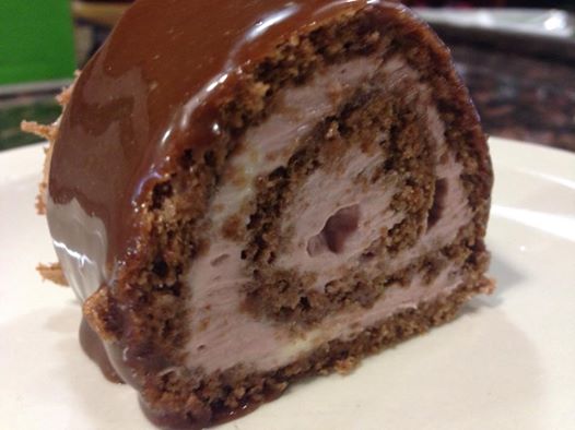 Chocolate Sponge Roll with Strawberry Mousse
