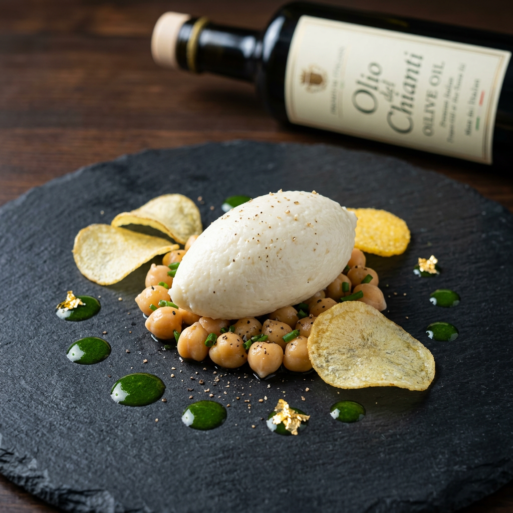 Baccalà quenelle with garbanzo beans