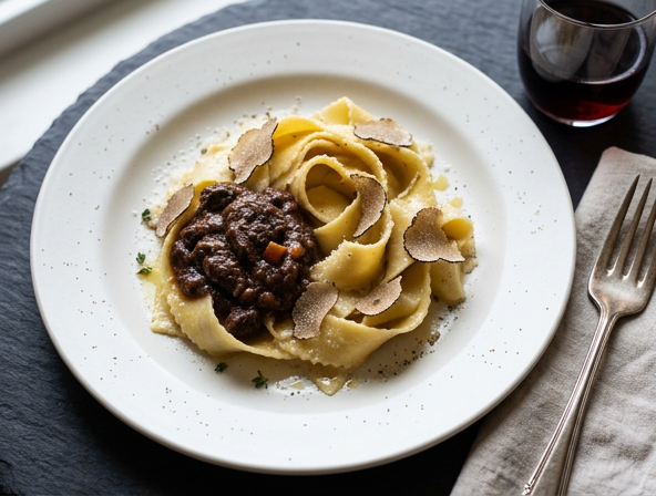 White Truffle Pappardelle with Blue Hare Ragout
