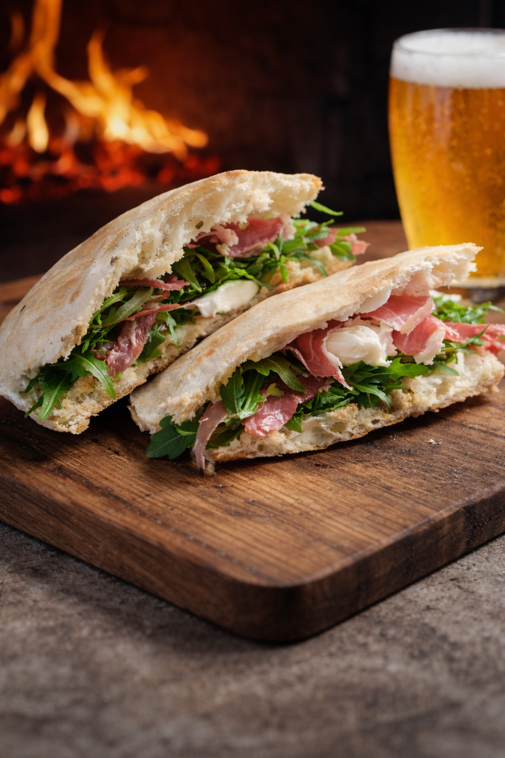 Pane Arabo filled with traditional Italian cold cuts and seasonal vegetables