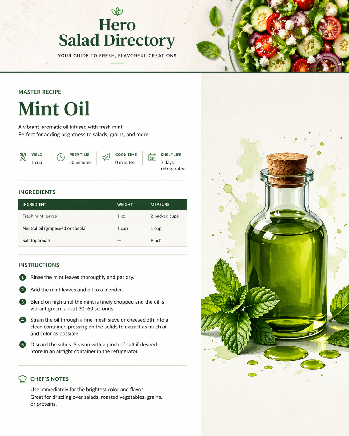 Bright green mint oil in a glass bottle with fresh mint leaves