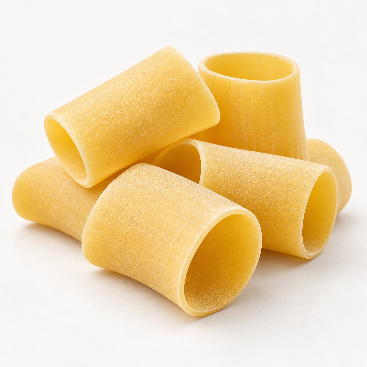 Paccheri dry pasta from Campania with large smooth tubular shape